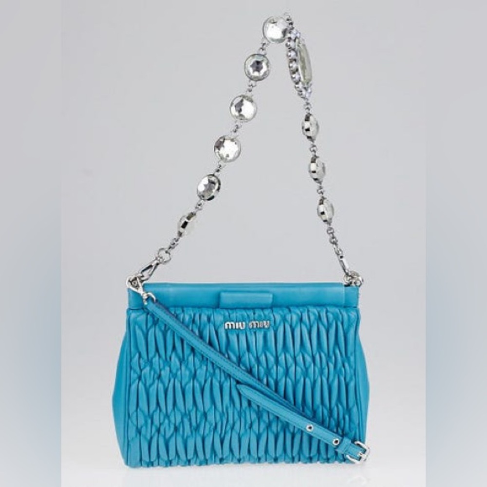 Miu Miu Turchese Nappa Matelasse Crystal Viola Bag